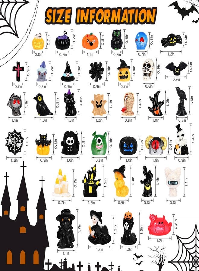 EKisemio 36PCS Halloween Resin Figurines Set - Bulk Mini Pumpkin Ghost & Animal Decor for Spooky Fairy Gardens Haunted House Displays Party Favors and Outdoor Decorations - Image 3